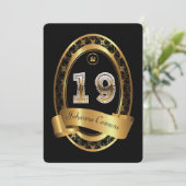 19e verjaardag, man verjaardagsfeestvrouw, elegant kaart (Staand voorkant)