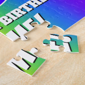 19e verjaardag — Meerkleurig regenboogpatroon "19" Legpuzzel (Zijkant)