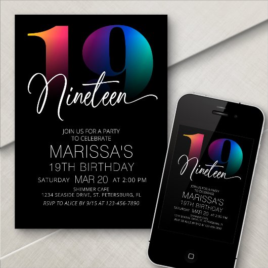 19e verjaardag Modern Kaart