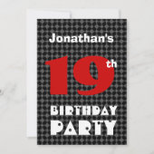 19e verjaardag Modern Teen Black en White Pattern Kaart (Voorkant)