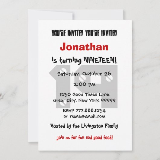 19e verjaardag Modern Teen Black en White Pattern Kaart (Achterkant)