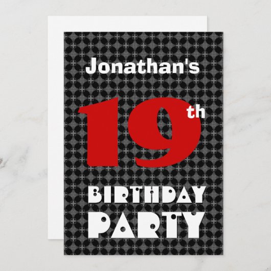 19e verjaardag Modern Teen Black en White Pattern Kaart (Voorkant / Achterkant)