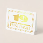 19e verjaardag; naam + Art Deco Geïnspireerd als " Folie Kaarten (Voorkant)