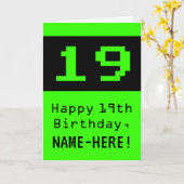 19e verjaardag: Nerdy / Geeky stijl "19" en naam Kaart (Gele Bloem)