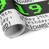 19e verjaardag - Nerdy / Geeky Style "19" en naam Cadeaupapier (Rol Hoek)