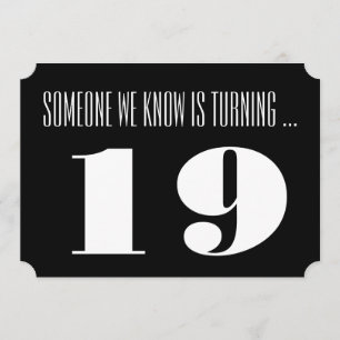 19e verjaardag: Nodig, zwart-wit. Kaart