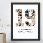 19e verjaardag nummer 19 aangepaste fotocollage poster<br><div class="desc">Vier de 19e verjaardag van je tiener met dit gepersonaliseerde nummer 19 fotocollage poster. Dit aanpasbare geschenk is een perfecte manier om kostbare herinneringen uit het eerste jaar van uw kind weer te geven. Het poster bevat een collage van foto's die die speciale momenten vastleggen, en het kan worden aangepast...</div>
