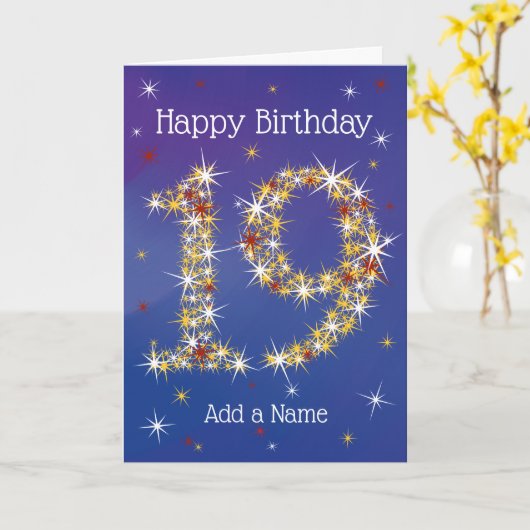 19e verjaardag - nummer 19 in sterren - blauw - le kaart (Gele Bloem)