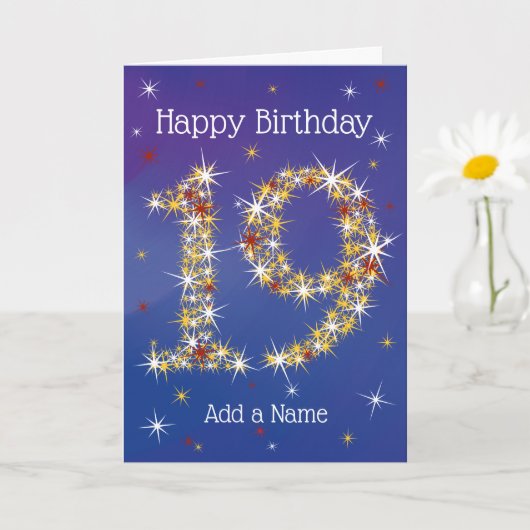 19e verjaardag - nummer 19 in sterren - blauw - le kaart (Kleine Plant)