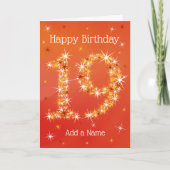 19e verjaardag - nummer 19 in sterren - rood - lee kaart (Voorkant)