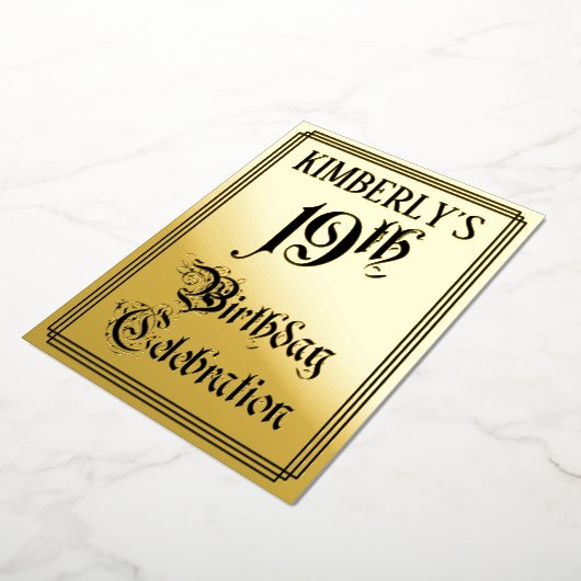 19e verjaardag Partij - Legant Manuscript + de Naa Folie Uitnodiging (Gedraaid)