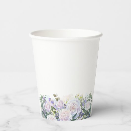 19e Verjaardag Party Blauw Wit Bloemen Custom Papieren Bekers (Achterkant)