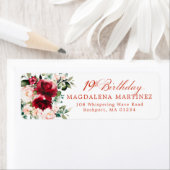 19e Verjaardag Party Floral Retour Adres Label (Insitu)