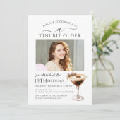 19e Verjaardag Party Foto Espresso Martini Kaart (Staand voorkant)