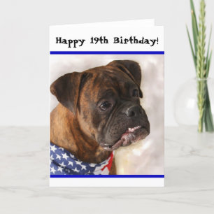 19e verjaardag Patriotic Boxer wenskaart Kaart