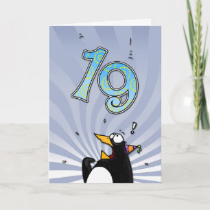 19e verjaardag - Penguin Surprise Card Kaart