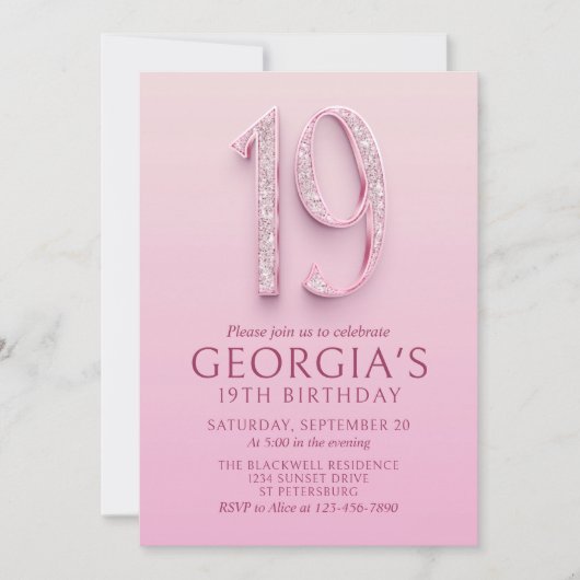 19e verjaardag Pink Diamonds Kaart (Voorkant)