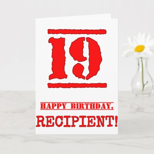 19e verjaardag: Plezier, rode rubberen stempel geï Kaart (Kleine Plant)