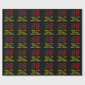 19e verjaardag: Red Digital Clock Style "19" + naa Cadeaupapier (Vlak)