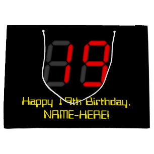 19e verjaardag: Red Digital Clock Style "19" + naa Groot Cadeauzakje