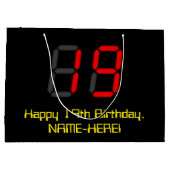 19e verjaardag: Red Digital Clock Style "19" + naa Groot Cadeauzakje (Achterkant)