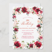 19e verjaardag Red Rose Pink Peony Floral Kaart (Voorkant)