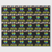 19e verjaardag: Regenboog "19"; Aangepaste foto's  Cadeaupapier (Vlak)