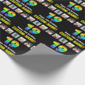 19e verjaardag: Regenboog "19"; Aangepaste foto's  Cadeaupapier (Hoek)