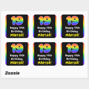 19e verjaardag: Regenboogspectrum # 19, Aangepaste Vierkante Sticker