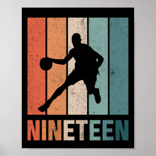 19e verjaardag Retro Basketbal liefhebbers 19 jaar Poster