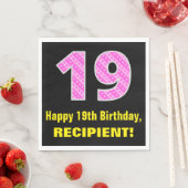 19e verjaardag: Roze strepen en hart "19" + naam Servet (Insitu)