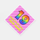 19e verjaardag: Roze strips & harten, regenboognr. Servet (Hoek)