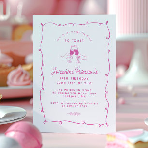 19e Verjaardag Surprise Party Whimsical Doodle Kaart