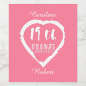 19e verjaardag traditionele brons wijn etiket (Enkel label)