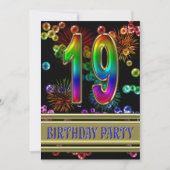 19e verjaardag Uitnodiging met bellen (Voorkant)