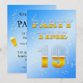 19e verjaardag uitnodiging met bier (Voorkant / Achterkant)