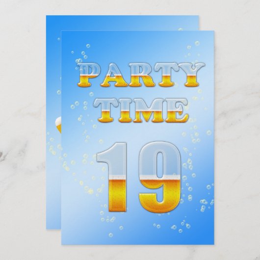 19e verjaardag uitnodiging met bier (Voorkant / Achterkant)