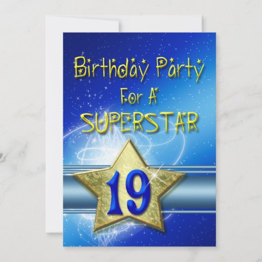19e verjaardag Uitnodiging voor een Superstar. (Voorkant)