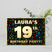 19e verjaardag van de gevechtsdag — Fun, kleurrijk Folie Uitnodiging (Staand Voorkant)