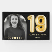 19e verjaardag van de Kelestische gouden ballonfot Spandoek (Horizontaal)