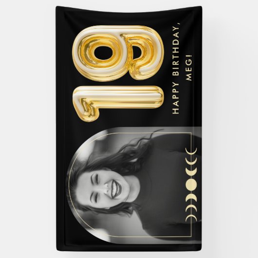 19e verjaardag van de Kelestische gouden ballonfot Spandoek (Verticaal)