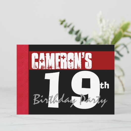 19e verjaardag van de Moderne Rode Zwart-wit van d Kaart (Staand voorkant)