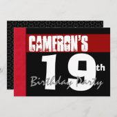 19e verjaardag van de Moderne Rode Zwart-wit van d Kaart (Voorkant / Achterkant)