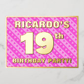 19e verjaardag van de opstand - vuurroze harten en folie uitnodiging (Voorkant)