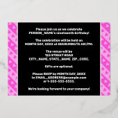 19e verjaardag van de opstand - vuurroze harten en folie uitnodiging (Achterkant)