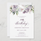 19e verjaardag verrassingsfeest Paarse Lila bloem Kaart (Voorkant)