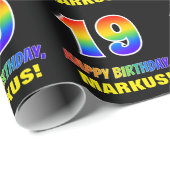 19e verjaardag: Vet, Leuk, Eenvoudig, Regenboog 19 Cadeaupapier (Rol Hoek)