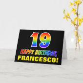 19e verjaardag: Vet, Leuk, Eenvoudig, Regenboog 19 Kaart (Gele Bloem)