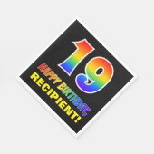 19e verjaardag: Vet, Leuk, Eenvoudig, Regenboog 19 Servet (Hoek)