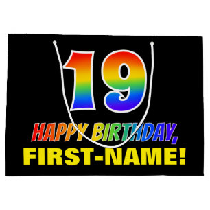 19e verjaardag: Vet, vun, eenvoudig, regenboog 19 Groot Cadeauzakje